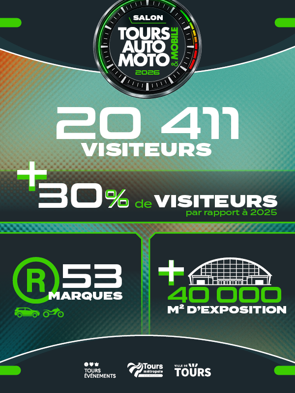 Infographie des chiffres du Salon Tours Auto Moto & mobilité 2026
